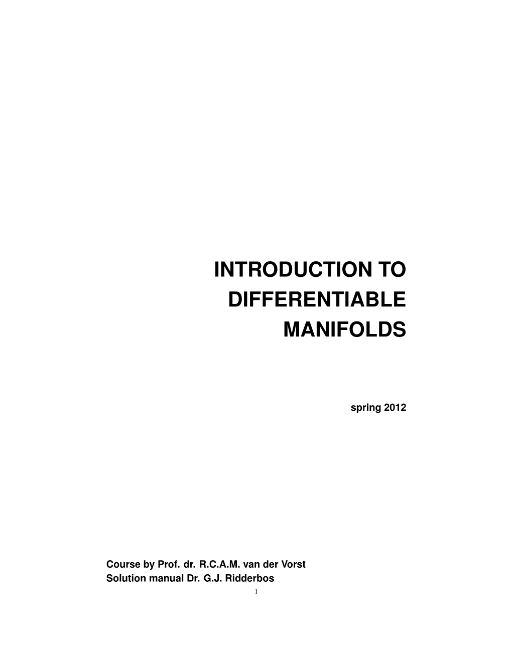 Introduction to Differentiable Manifolds