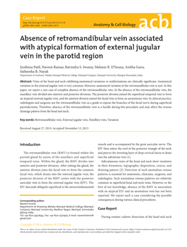 Absence of Retromandibular Vein Associated with Atypical Formation of External Jugular Vein in the Parotid Region