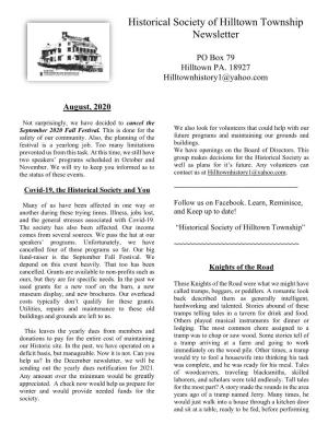Historical Society of Hilltown Township Newsletter