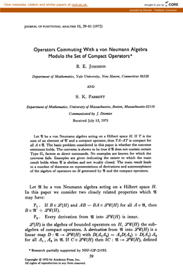 Operators Commuting with a Von Neumann Algebra Modulo the Set of Compact Operators*