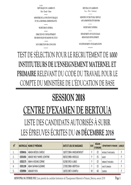 Centre D'examen De Bertoua