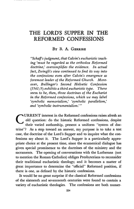 The Lord's Supper in the Reformed Confessions