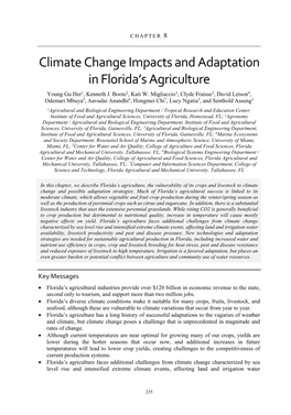 Climate Change Impacts and Adaptation in Florida's Agriculture