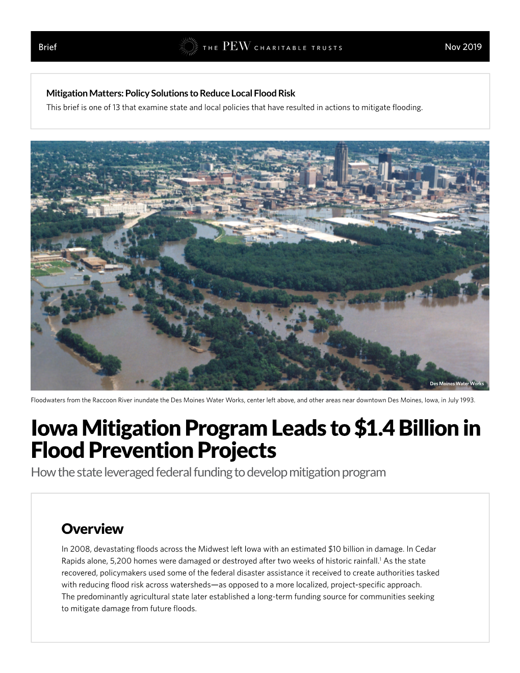 Iowa Mitigation Program Leads to $1.4 Billion in Flood Prevention Projects How the State Leveraged Federal Funding to Develop Mitigation Program