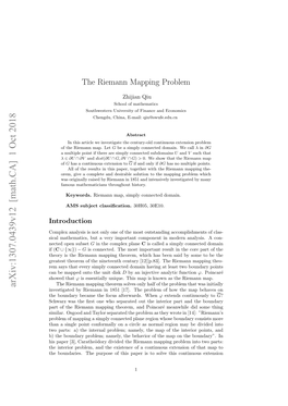 The Riemann Mapping Problem