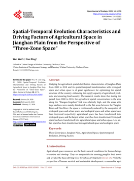 Spatial-Temporal Evolution Characteristics and Driving Factors of Agricultural Space in Jianghan Plain from the Perspective of “Three-Zone Space”