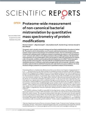 Proteome-Wide Measurement of Non-Canonical Bacterial Mistranslation by Quantitative Mass Spectrometry of Protein Modifications