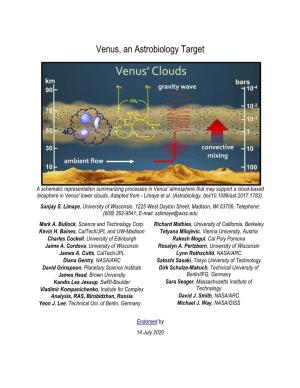 Venus, an Astrobiology Target