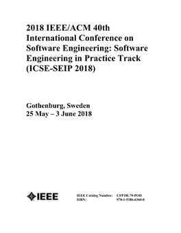Software Engineering in Practice Track (ICSE-SEIP 2018)