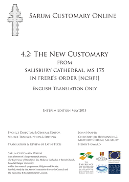 The New Customary of Salisbury Cathedral [NCS]