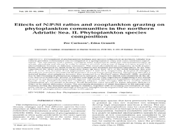 Effects of N:P:Si Ratios and Zooplankton Grazing on Phytoplankton Communities in the Northern Adriatic Sea. 11. Phytoplankton Species Composition