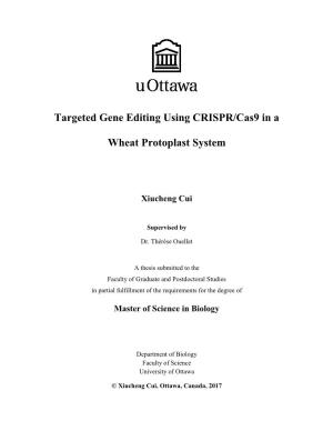 Targeted Gene Editing Using CRISPR/Cas9 in a Wheat Protoplast System