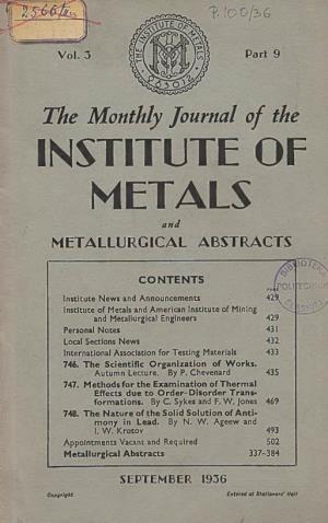 INSTITUTE of METALS and METALLURGICAL ABSTRACTS