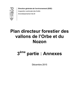 Plan Directeur Forestier Des Vallons De L'orbe Et Du Nozon 3 Partie