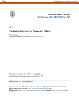 The Solicitor General and Confession of Error