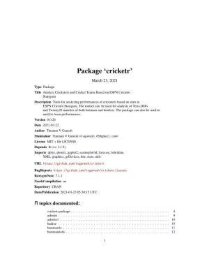 Package 'Cricketr'