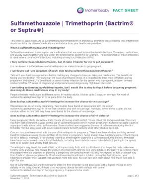 Sulfamethoxazole | Trimethoprim (Bactrim® Or Septra®)