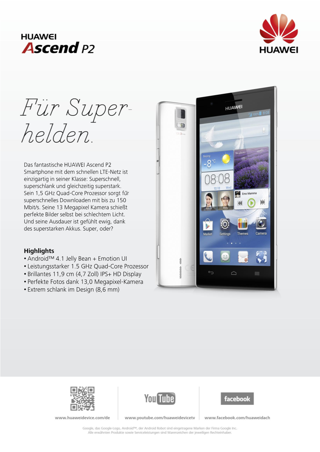 Huawei Ascend P2 Datenblatt