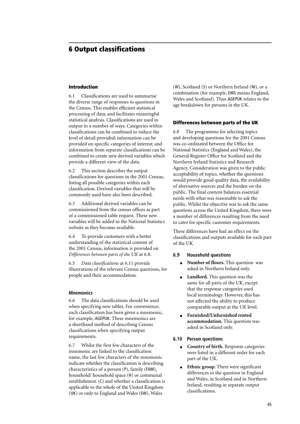 6 Output Classifications