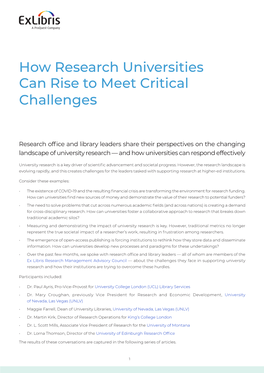 How Research Universities Can Rise to Meet Critical Challenges