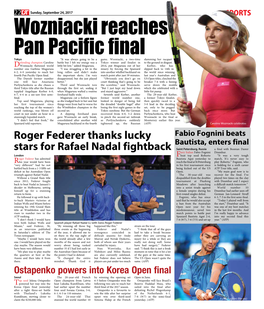 Wozniacki Reaches Pan Pacific Final