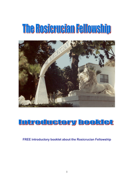 FREE Introductory Booklet About the Rosicrucian Fellowship