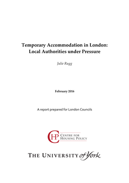Temporary Accommodation in London: Local Authorities Under Pressure