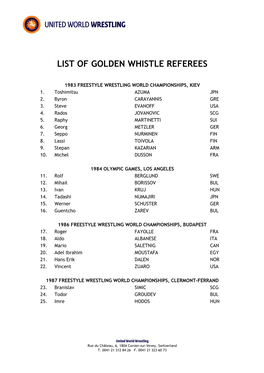 List of Golden Whistle Referees