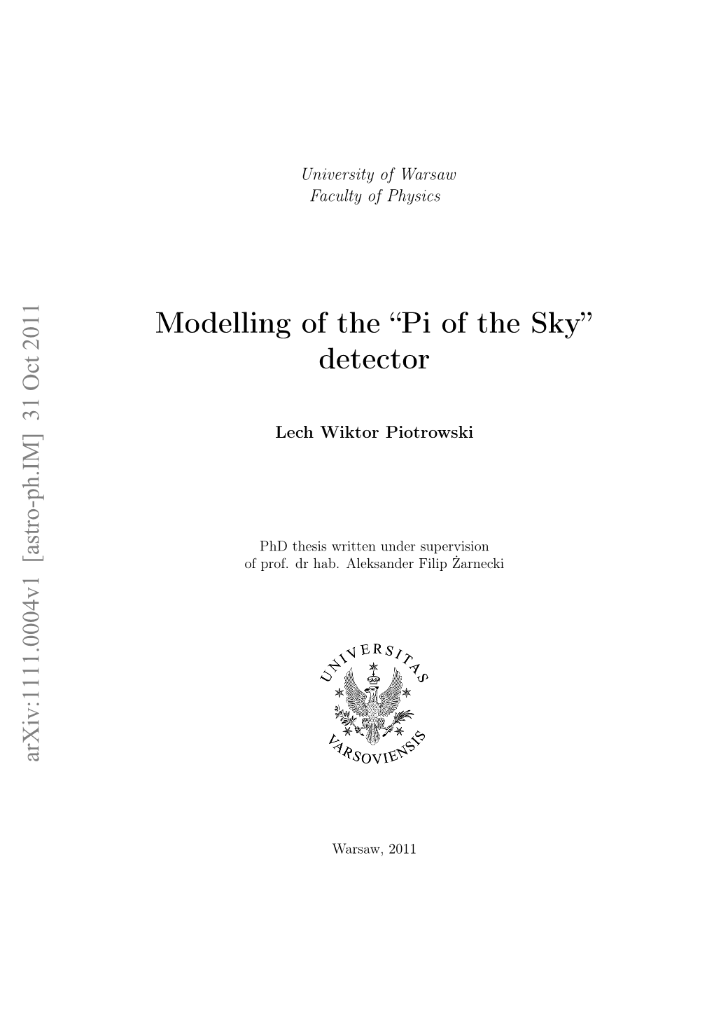 Pi of the Sky” Detector