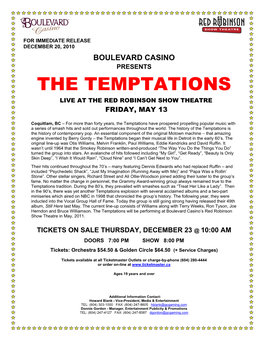 The Temptations Live at the Red Robinson Show Theatre