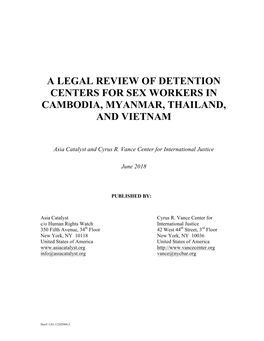 Legal Review on Detention Centers of Sex Workers in Cambodia, Myanmar, Thailand and Vietnam
