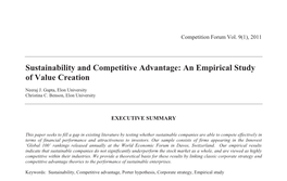Sustainability and Competitive Advantage: an Empirical Study of Value Creation
