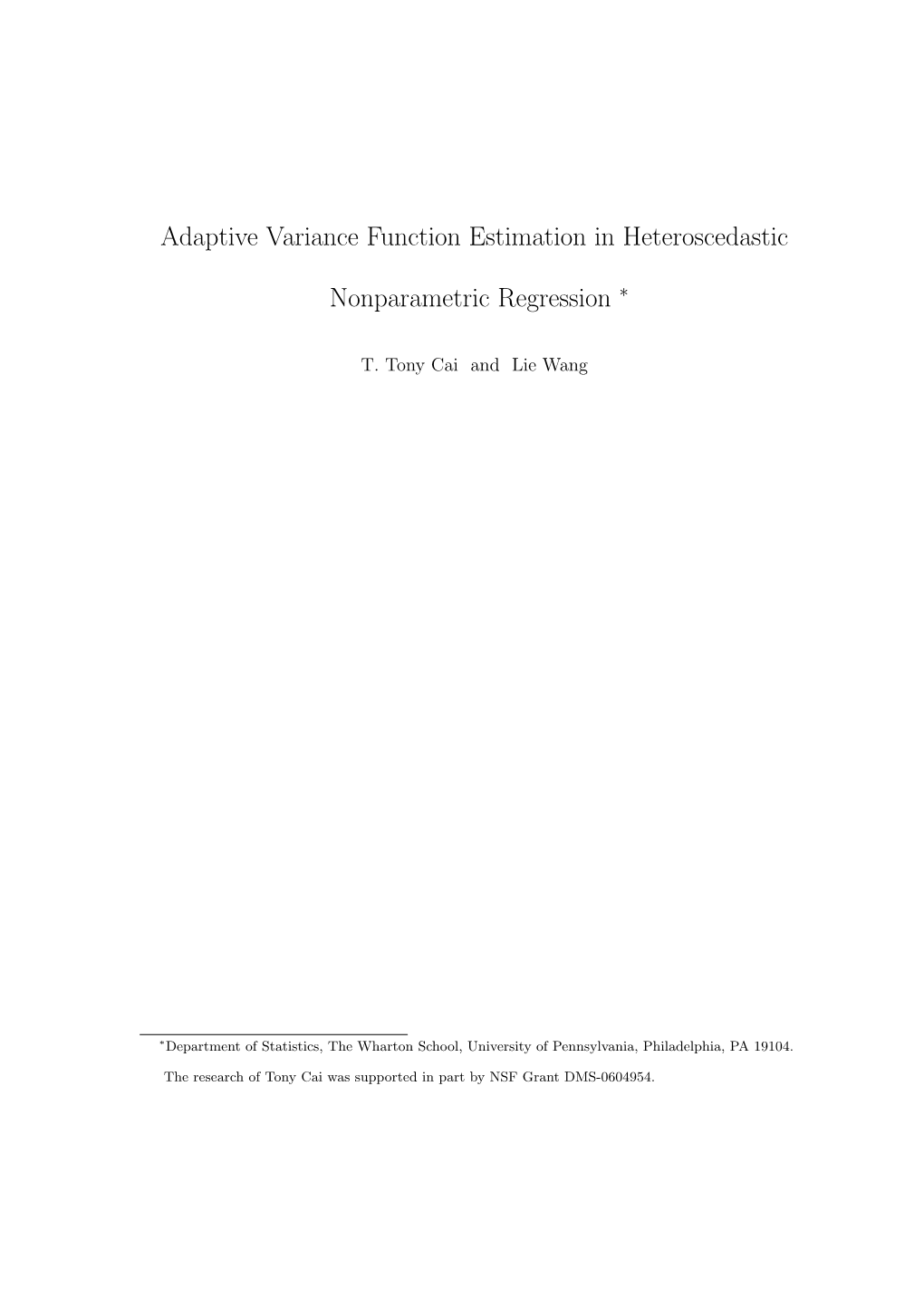 Adaptive Variance Function Estimation in Heteroscedastic