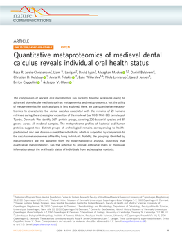 Quantitative Metaproteomics of Medieval Dental Calculus Reveals Individual Oral Health Status