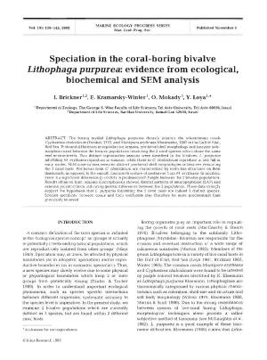 Speciation in the Coral-Boring Bivalve Lithophaga Purpurea: Evidence from Ecological, Biochemical and SEM Analysis