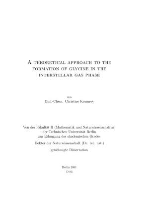 A Theoretical Approach to the Formation of Glycine in the Interstellar Gas Phase