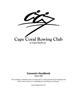 Coxswain Handbook August, 2009