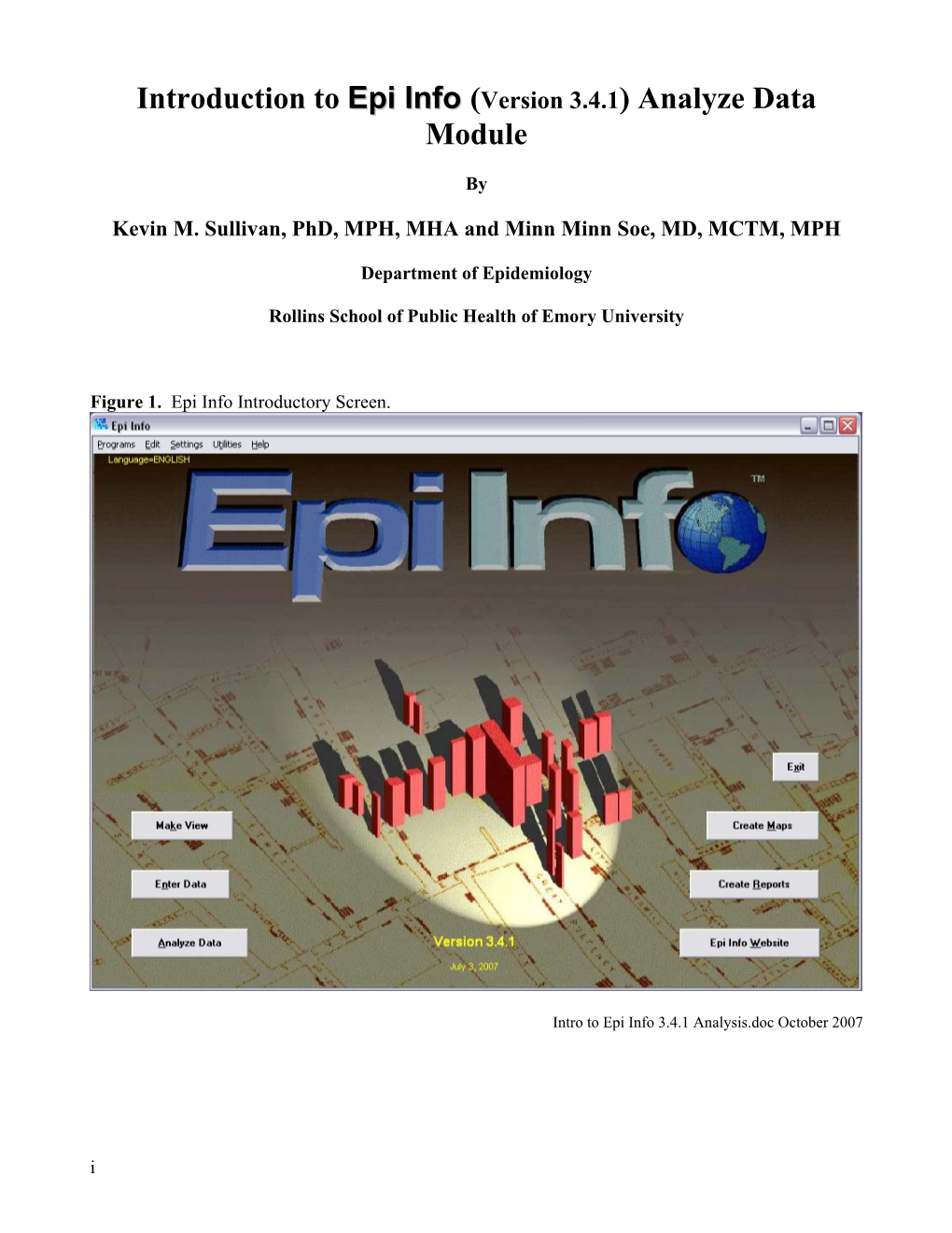 Introduction to Epi Info ( Version 3.4.1) Analyze Data Module