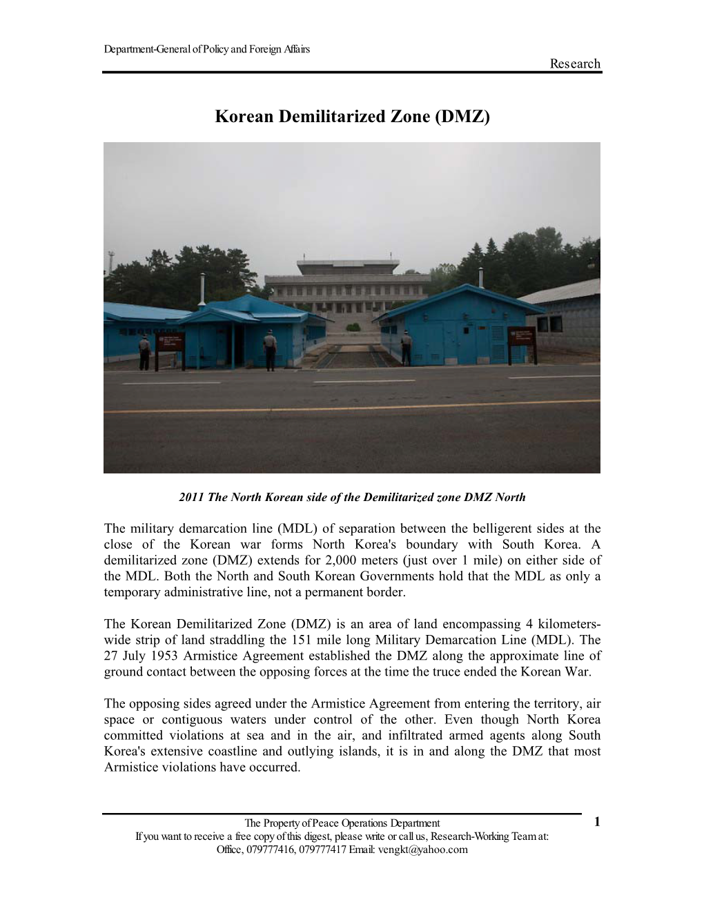 Korean Demilitarized Zone (DMZ)