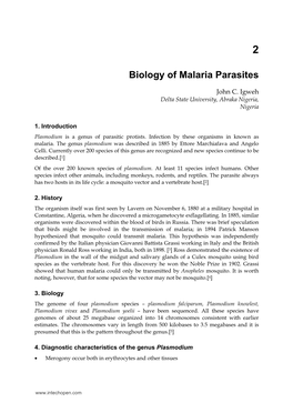 Biology of Malaria Parasites