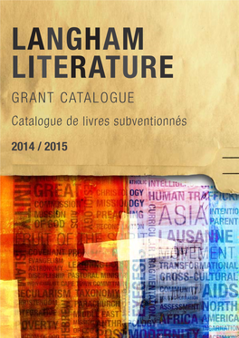 GRANT CATALOGUE Catalogue De Livres Subventionnés