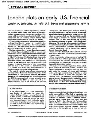 London Plots an Early U.S. Financial Panic