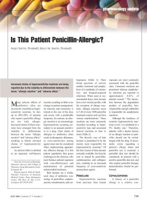 Is This Patient Penicillin-Allergic?