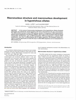 Macronucleus Structure and Macronucleus Development in Hypotrichous Ciliates