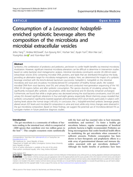 Consumption of a Leuconostoc Holzapfelii-Enriched Synbiotic