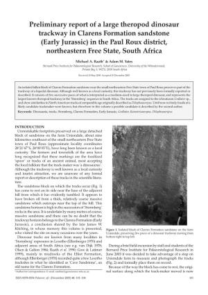 Preliminary Report of a Large Theropod Dinosaur Trackway in Clarens