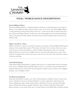 Folk / World Dance Descriptions