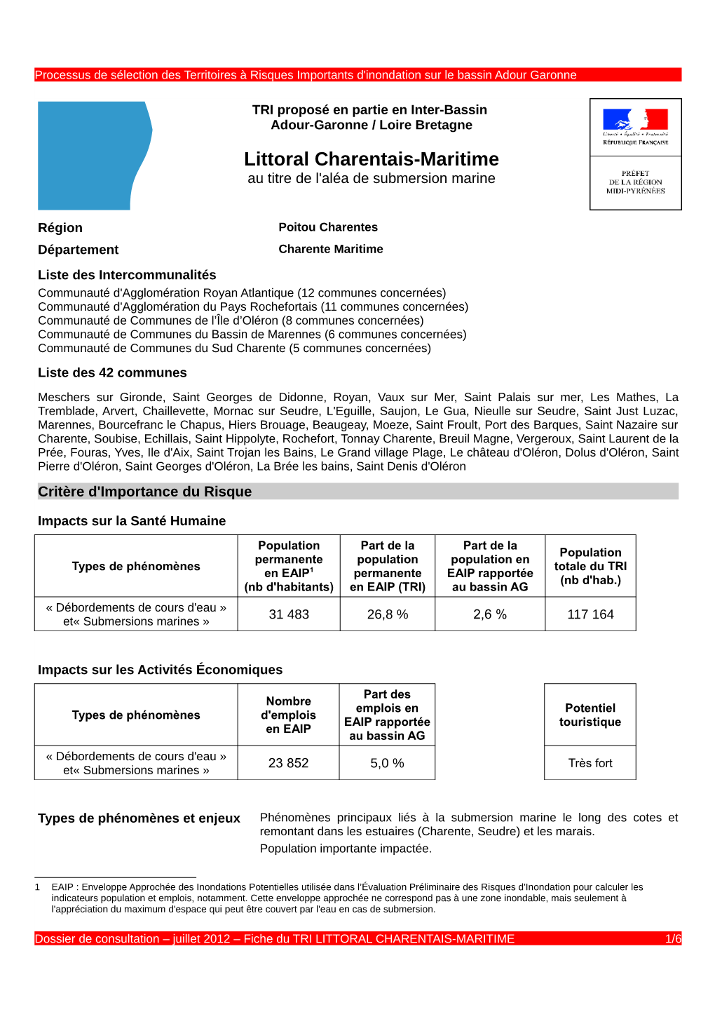 Fiche TRI LITTORAL CHARENTAIS-MARITIME