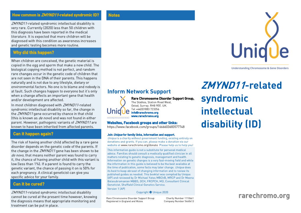 ZMYND11-Related Syndromic Intellectual Disability Is Very Rare