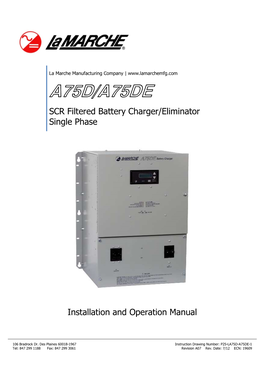 A75D/A75DE SCR Filtered Battery Charger/Eliminator Single Phase